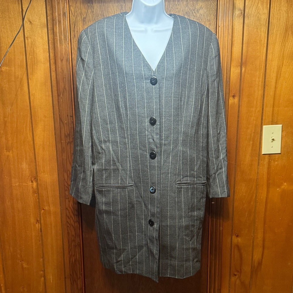 Ellen Tracy‎ Charcoal Pinstripe Blazer Size 16